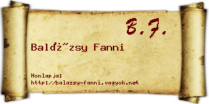 Balázsy Fanni névjegykártya
